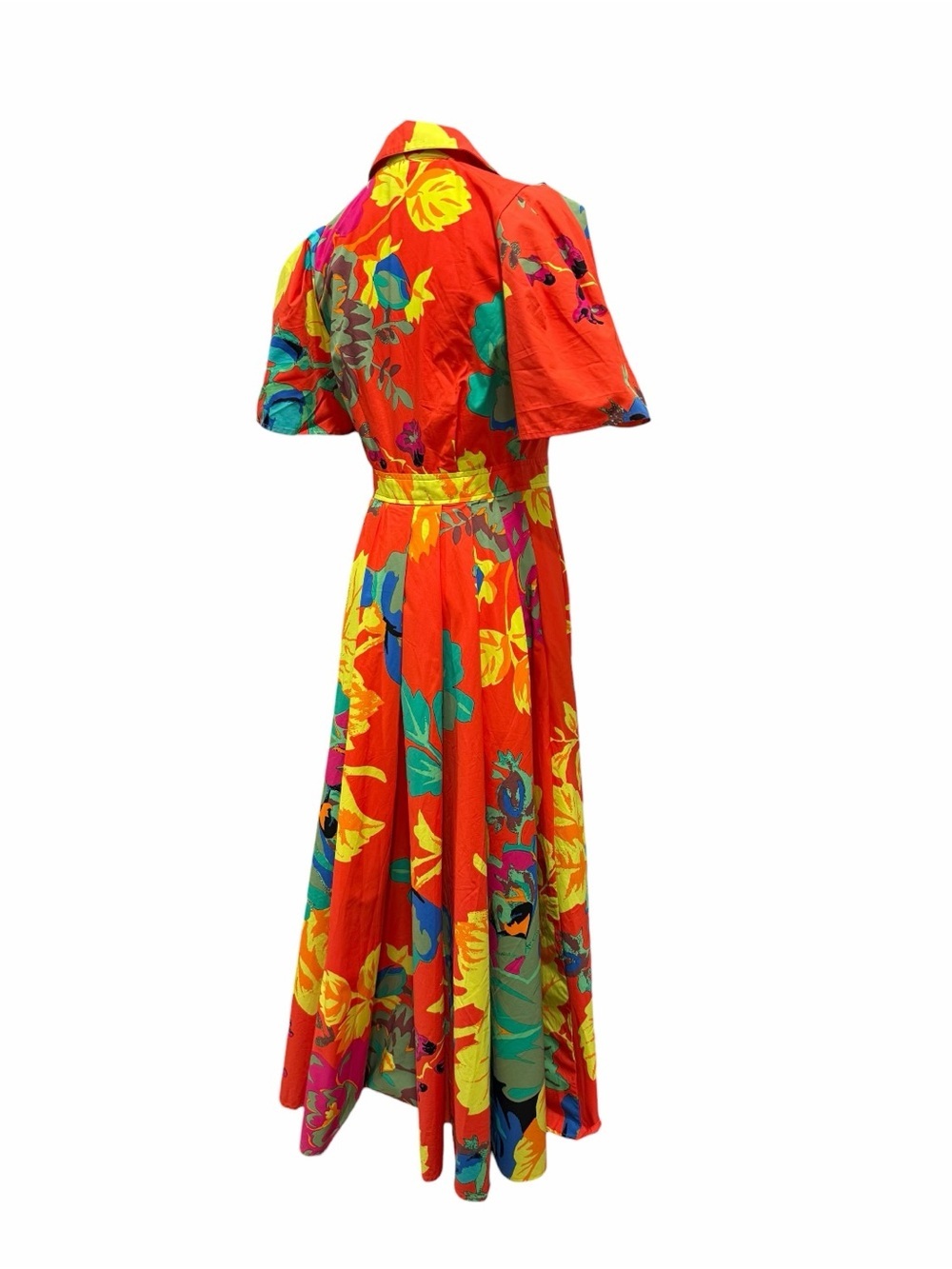 CHRISTOPHER JOHN ROGERS ✘ Target Red Floral Belted Shirt Dress Cotton Midi, S 0 - Picture 3 of 11